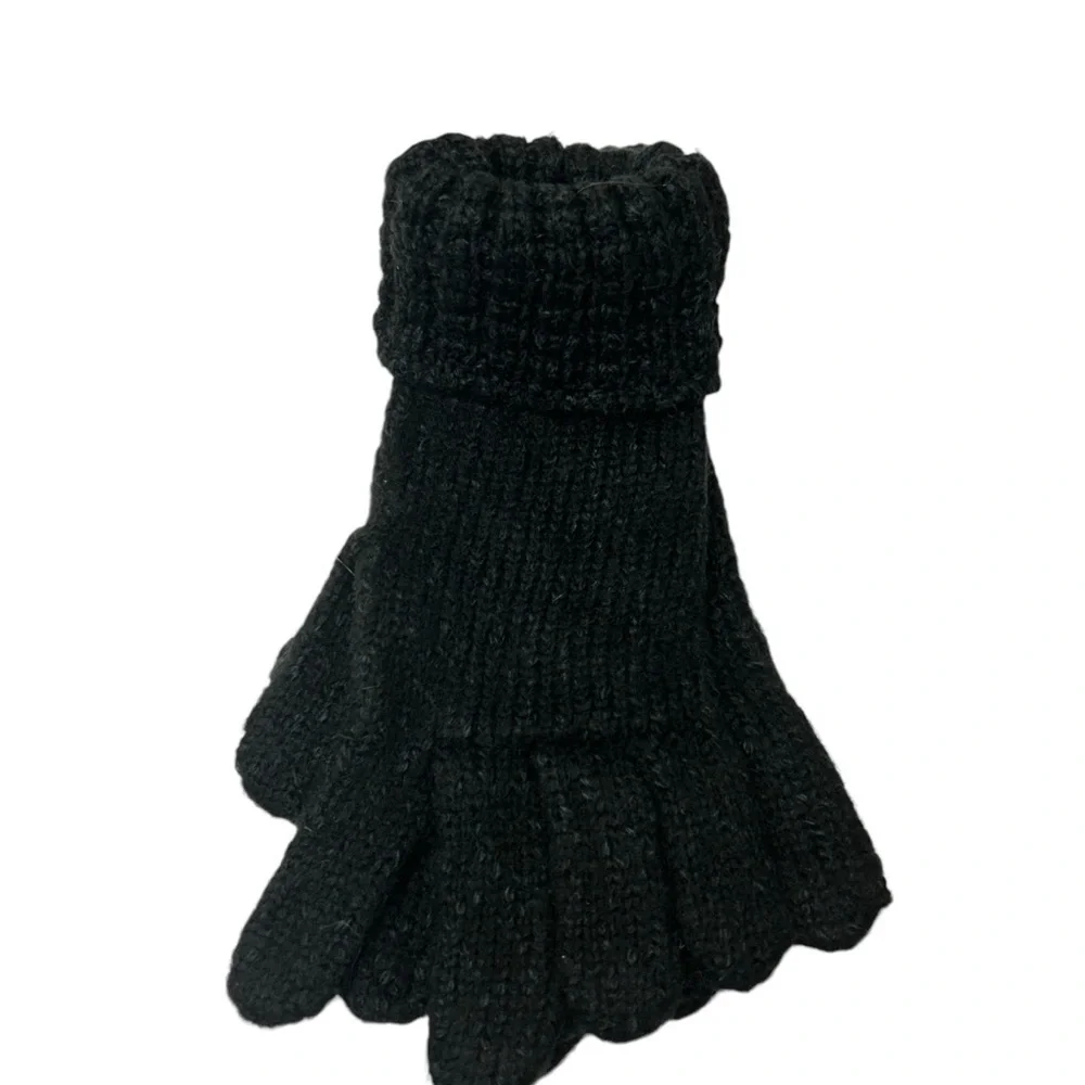 Sonoma Black Ladies Furry Gloves NWT